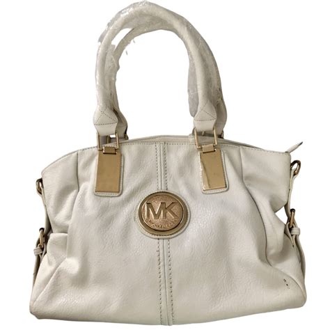 michael kors white and gold handbag|Michael Kors optic white handbag.